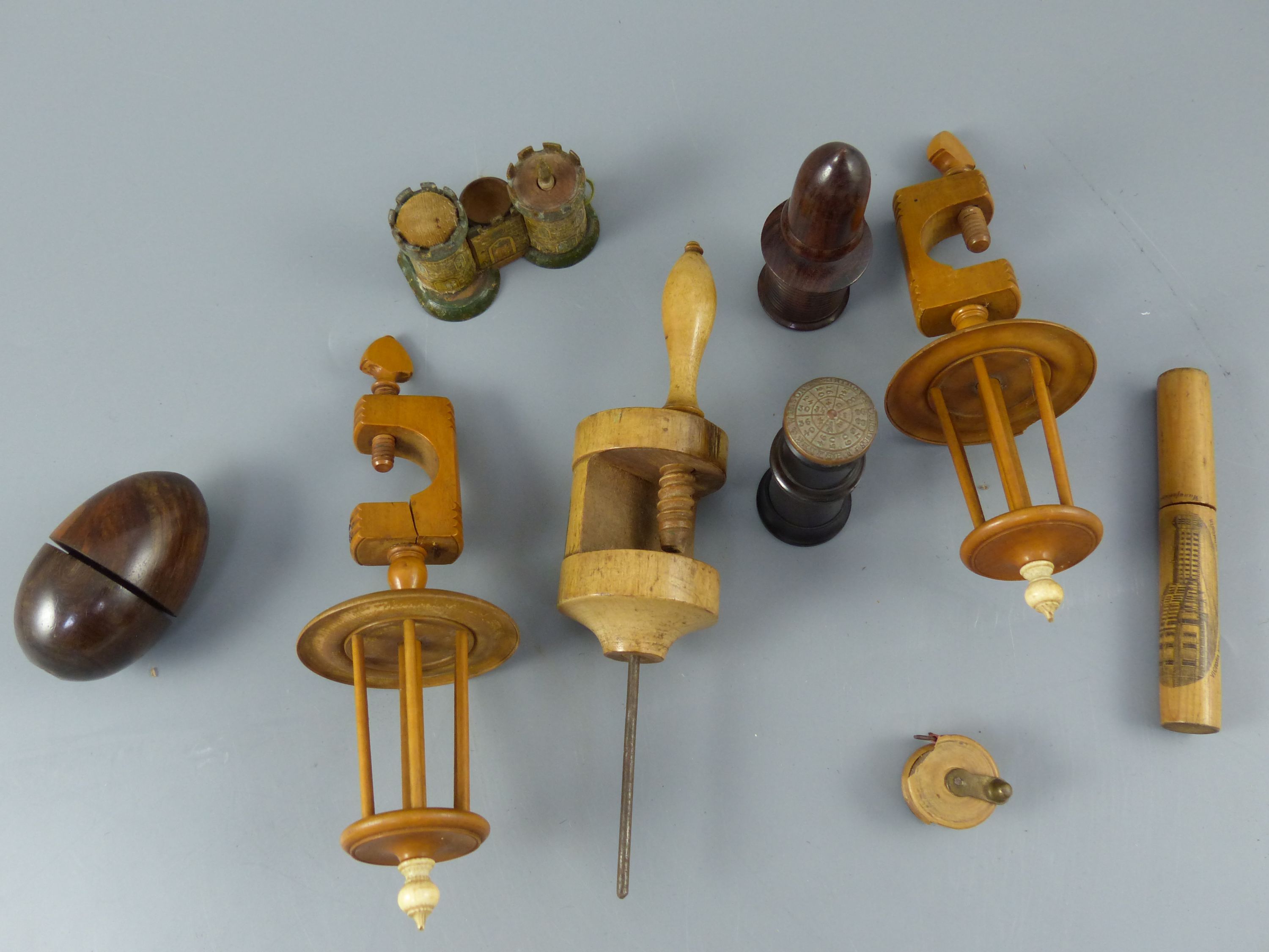 A group of Victorian treen sewing accessories